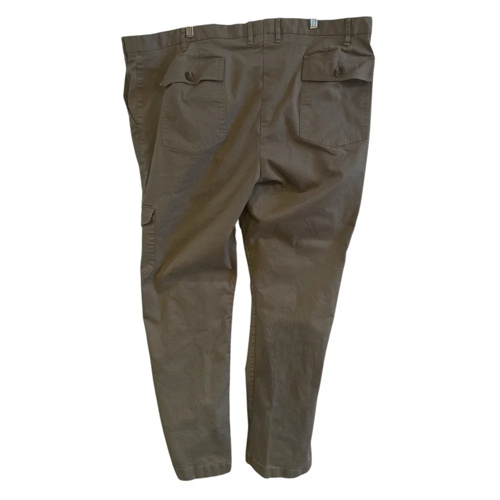 Proper Cloth Men's Khaki Stretch Herringbone Cargo Pants 46/48 X‎ 36.5